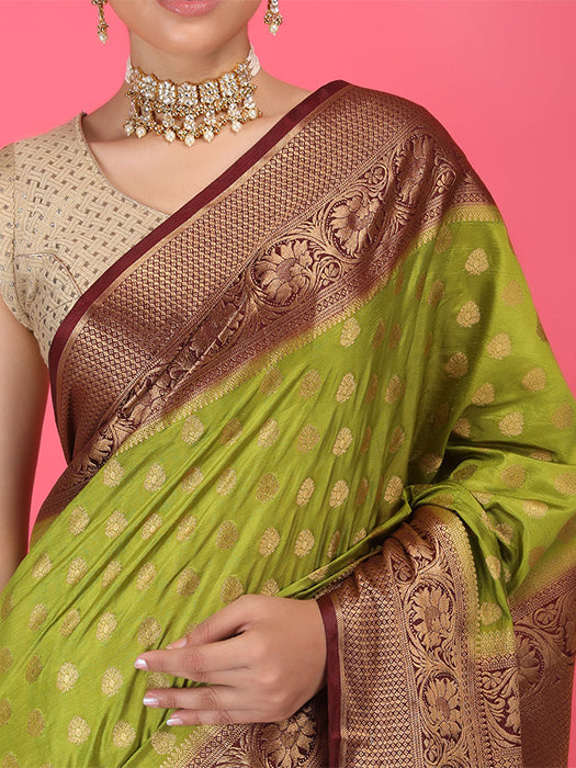 Paper Silk with Contrast Border Pallu Saree