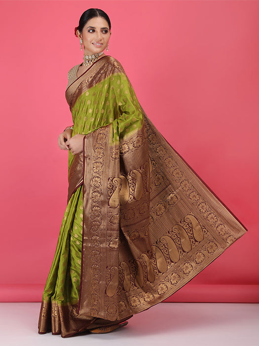 Paper Silk with Contrast Border Pallu Saree