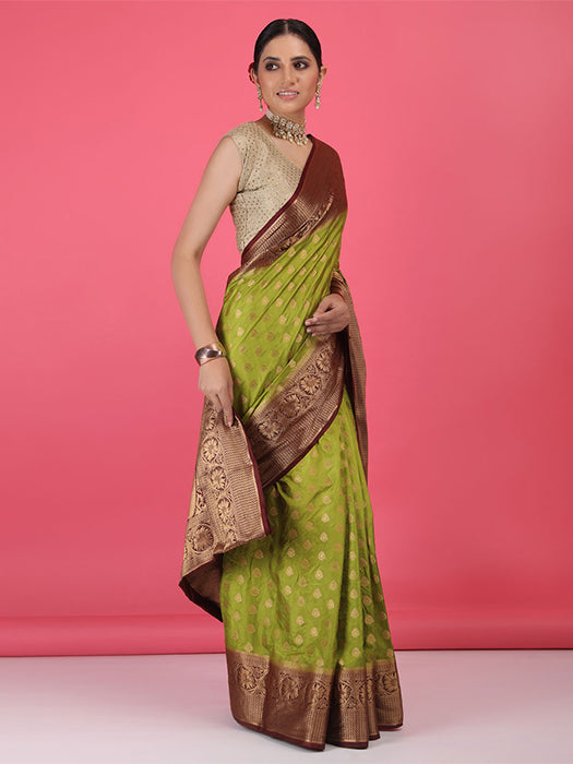 Paper Silk with Contrast Border Pallu Saree