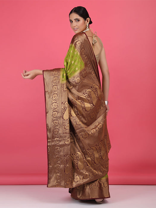 Paper Silk with Contrast Border Pallu Saree