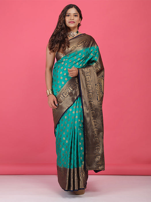 Paper Silk with Contrast Border Pallu Saree