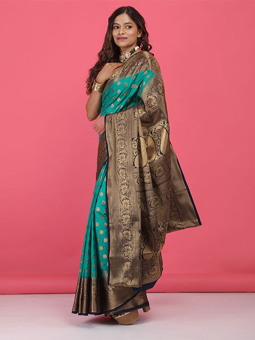 Paper Silk with Contrast Border Pallu Saree