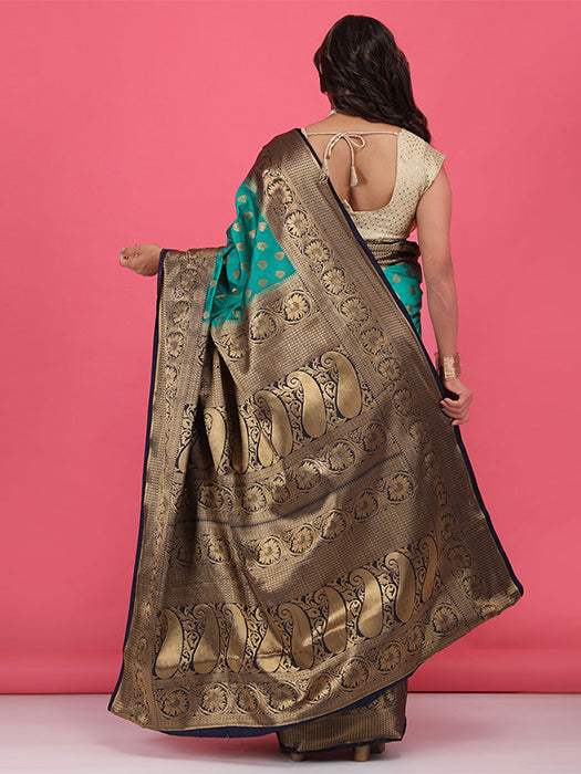 Paper Silk with Contrast Border Pallu Saree