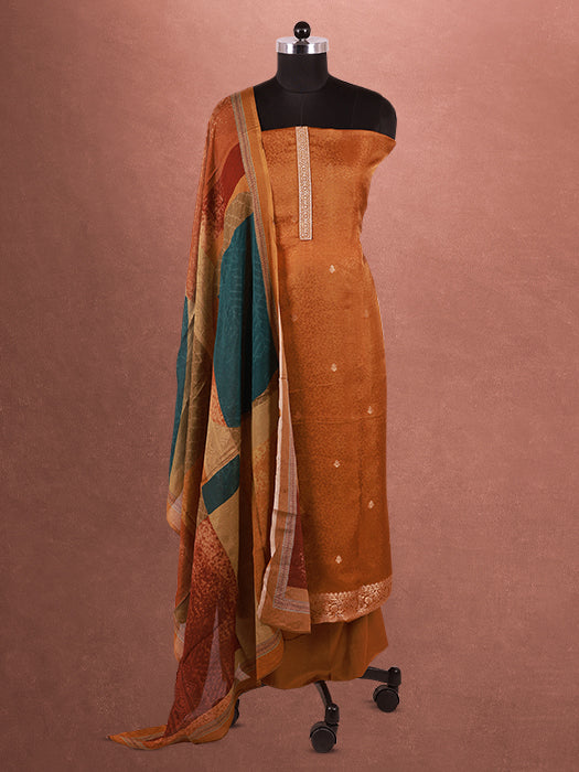 Plain Self Jacquard Suit with Dupatta