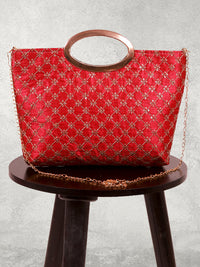 Thumbnail for Silk Fabric Zari Jaal Embroidery Hand Bag