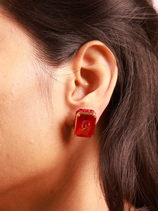 Square Studed Stone Earrings