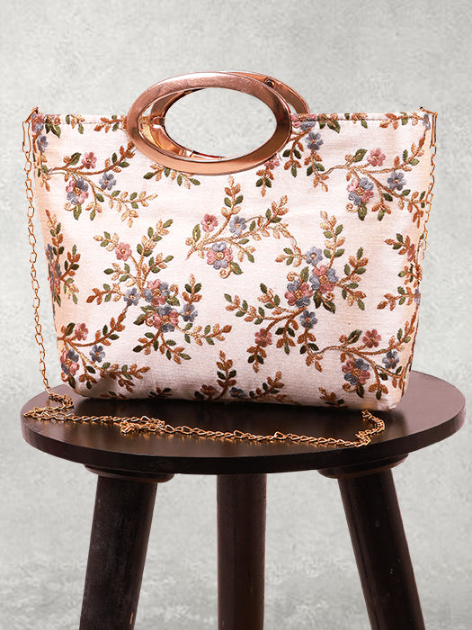 Silk Fabric Embroidery Hand Bag