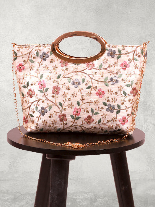 Silk Fabric Embroidery Hand Bag