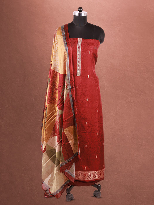 Plain Self Jacquard Suit with Dupatta