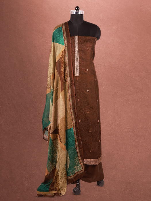 Plain Self Jacquard Suit with Dupatta