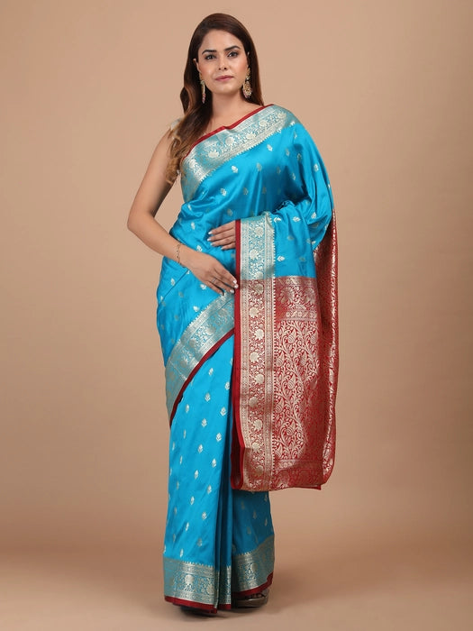 Silk Booti Border with Pallu Saree