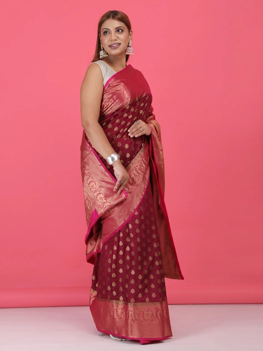 Paper Silk with Contrast Border Pallu Saree