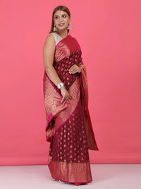 Thumbnail for Paper Silk with Contrast Border Pallu Saree