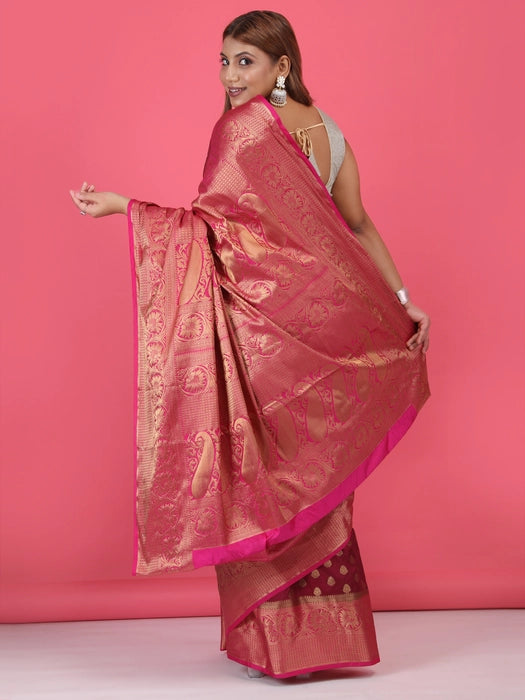 Paper Silk with Contrast Border Pallu Saree