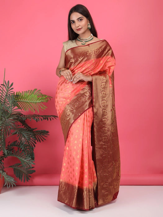 Paper Silk with Contrast Border Pallu Saree