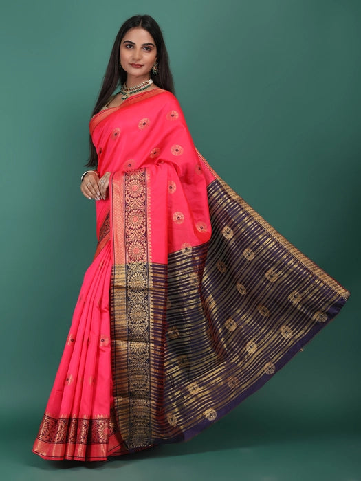 Poly Silk all over Booti & Border Saree