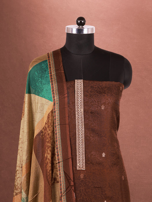 Plain Self Jacquard Suit with Dupatta