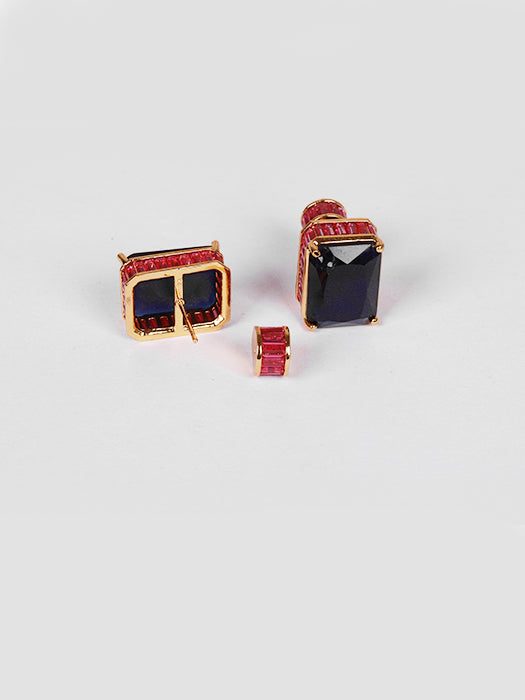 Square Studed Stone Earrings