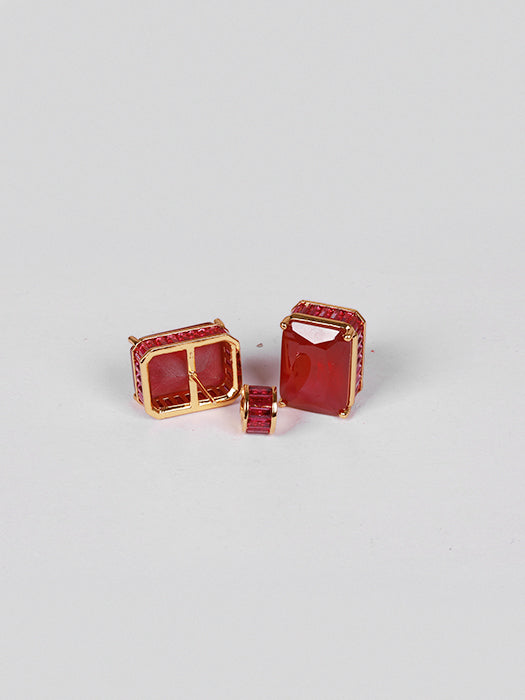 Square Studed Stone Earrings