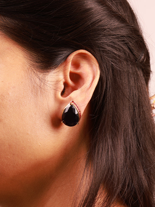 Drop Studed Stone Earrings