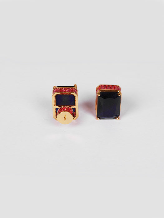 Square Studed Stone Earrings