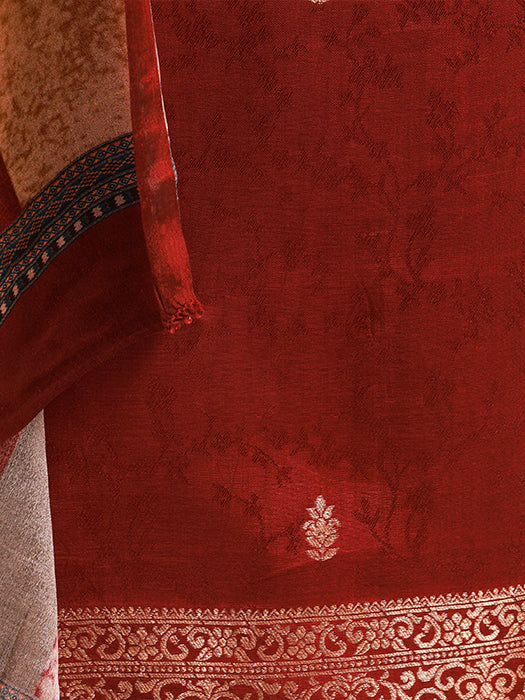 Plain Self Jacquard Suit with Dupatta