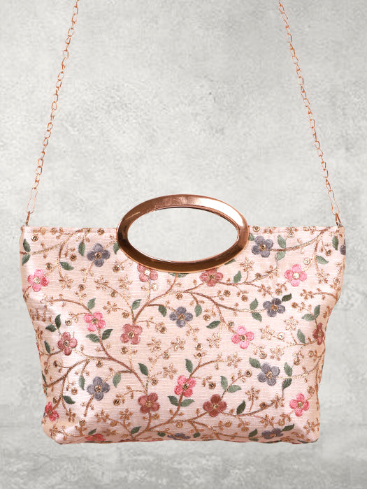 Silk Fabric Embroidery Hand Bag