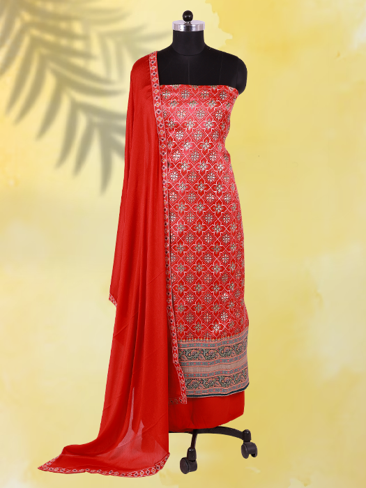 Pure Russian Dola Jacquard Suit with Dupatta