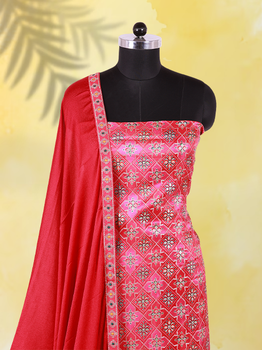 Pure Russian Dola Jacquard Suit with Dupatta