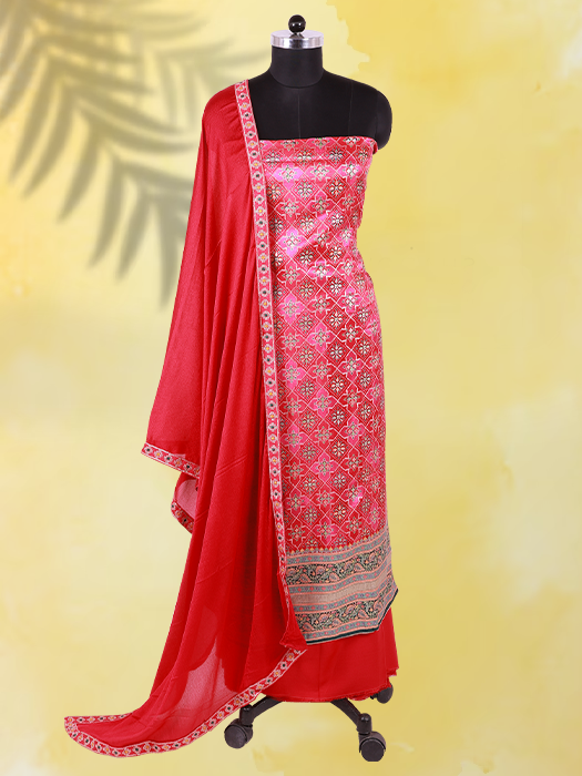 Pure Russian Dola Jacquard Suit with Dupatta