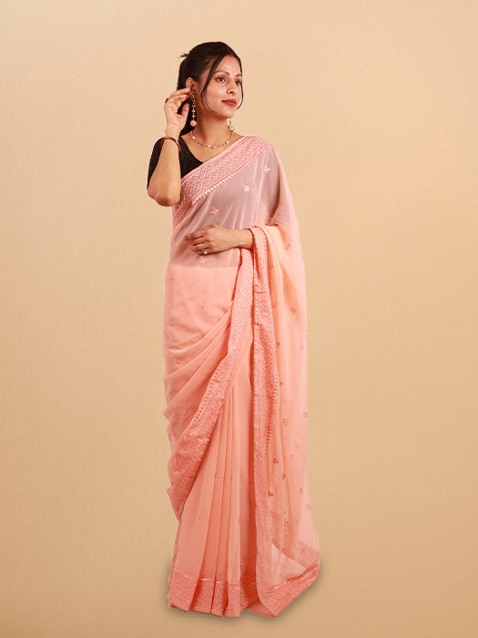 Georgette Thread Embroidery Saree