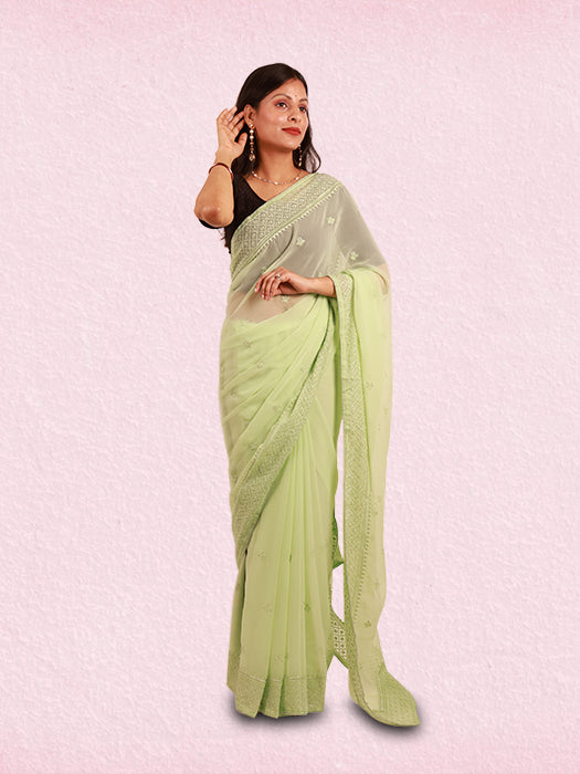 Georgette Thread Embroidery Saree