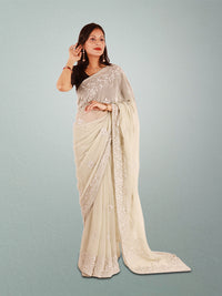 Thumbnail for Georgette Thread Embroidery Saree