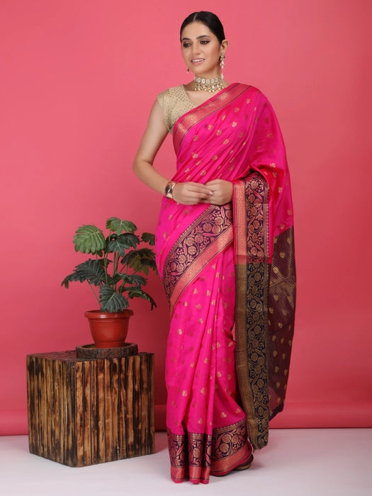 Poly Silk all over Booti & Border Saree