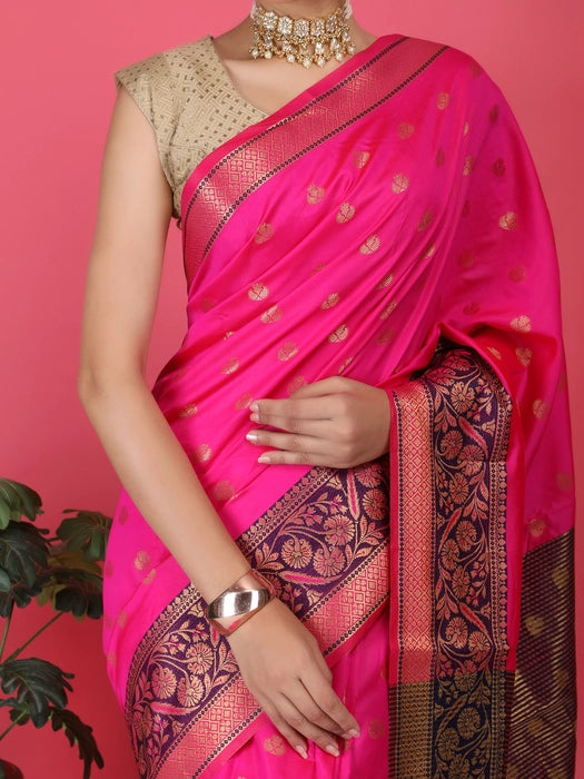 Poly Silk all over Booti & Border Saree