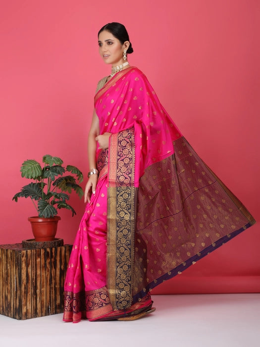 Poly Silk all over Booti & Border Saree