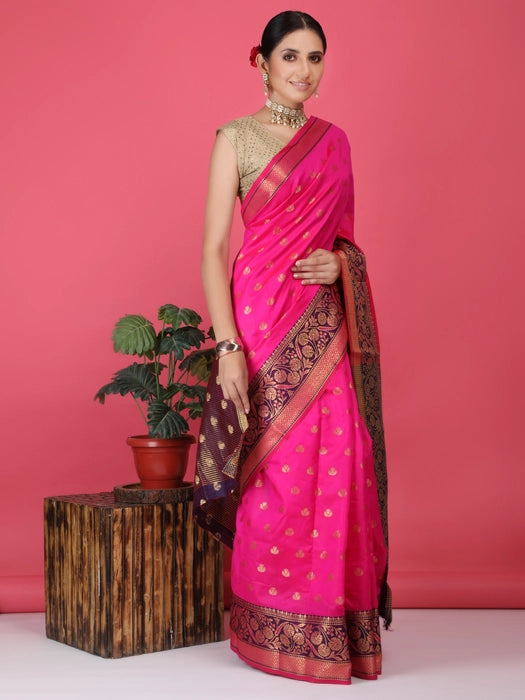 Poly Silk all over Booti & Border Saree