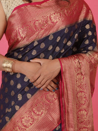 Thumbnail for Paper Silk with Contrast Border Pallu Saree