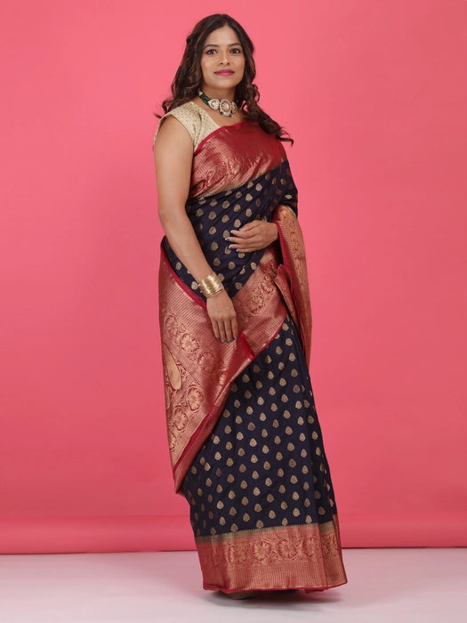 Paper Silk with Contrast Border Pallu Saree