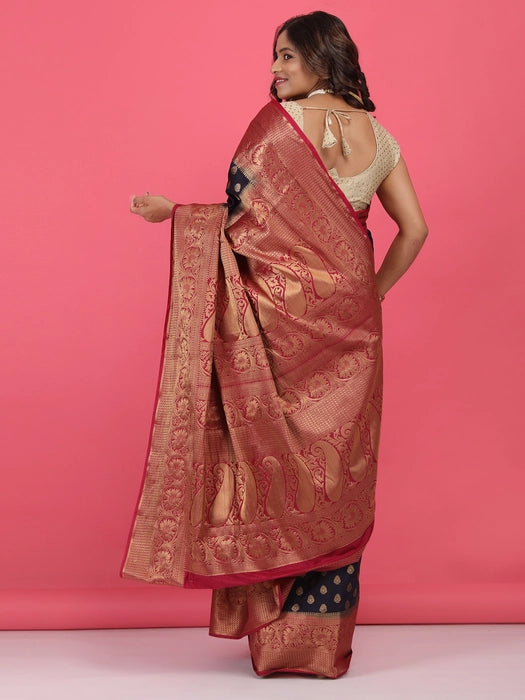 Paper Silk with Contrast Border Pallu Saree